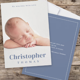 Eenvoudig Blauw Baby Minimalistisch Minimaal Klass Aankondiging