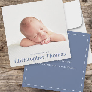 Eenvoudig Blauw Baby Minimalistisch Minimaal Klass Aankondiging