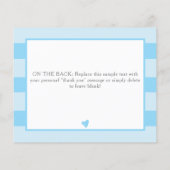 Eenvoudig blauw Baby shower budget bedankt (Achterkant)