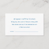 Eenvoudig blauw baby shower luier verloting ticket informatiekaartje (Voorkant)