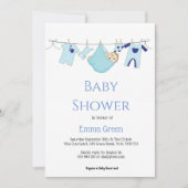 Eenvoudig blauw Baby shower voor tekenjongen Kaart (Voorkant)