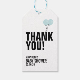 Eenvoudig blauw ballon Baby shower Dank je cadeau  Cadeaulabel