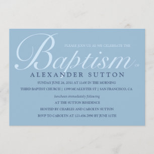 Eenvoudig blauw baptisme/Christening Invite Kaart