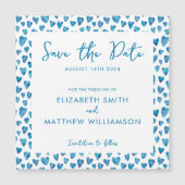 Eenvoudig Blauw Bewaar de datum Bruiloft (Voorkant)