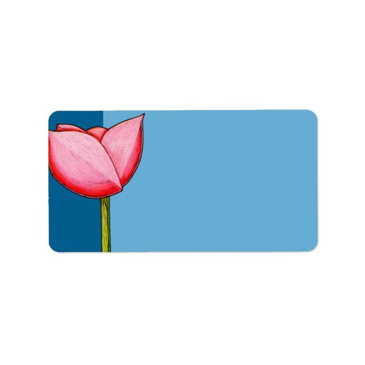 Eenvoudig blauw blauw adreslabel etiket (Voorkant)