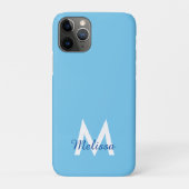 eenvoudig Blauw blauwgroen modern Monogram meisjes Case-Mate iPhone Case (Achterkant)