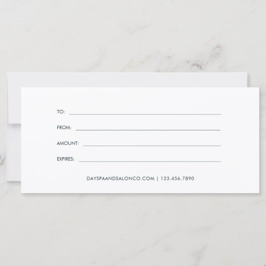 Eenvoudig Blauw Bloemen Klassiek Cadeaubon (Achterkant)