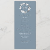 Eenvoudig Blauw Bloemen Monogram Trouwprogramma Programmakaart (Voorkant)