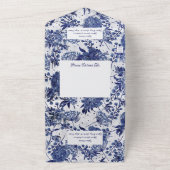 Eenvoudig  Blauw Bloemen QR Code All In One Uitnodiging (Buitenkant)