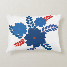 Eenvoudig blauw bloemen vector ontwerp accent kussen