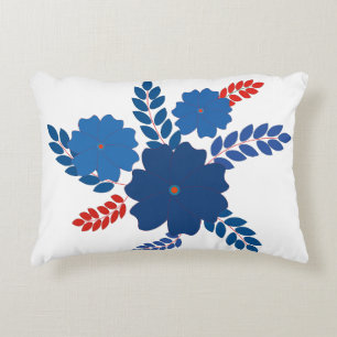 Eenvoudig blauw bloemen vector ontwerp accent kussen