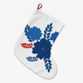 Eenvoudig blauw bloemen vector ontwerp grote kerstsok (Voorkant (Hangend))