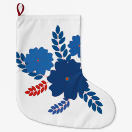 Eenvoudig blauw bloemen vector ontwerp grote kerstsok
