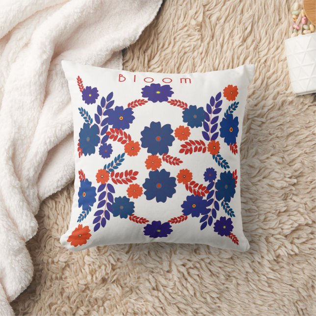 Eenvoudig blauw bloemen vector ontwerp kussen (Deken)