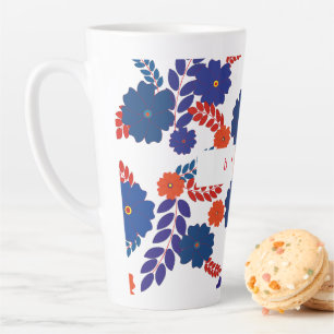 Eenvoudig blauw bloemen vector ontwerp latte mok