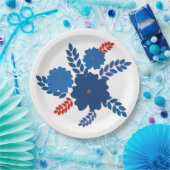 Eenvoudig blauw bloemen vector ontwerp papieren bordje (Feest)