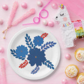 Eenvoudig blauw bloemen vector ontwerp papieren bordje (Feest)