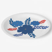 Eenvoudig blauw bloemen vector ontwerp papieren bordje (Gekanteld)