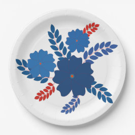 Eenvoudig blauw bloemen vector ontwerp papieren bordje