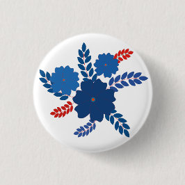 Eenvoudig blauw bloemen vector ontwerp ronde button 3,2 cm