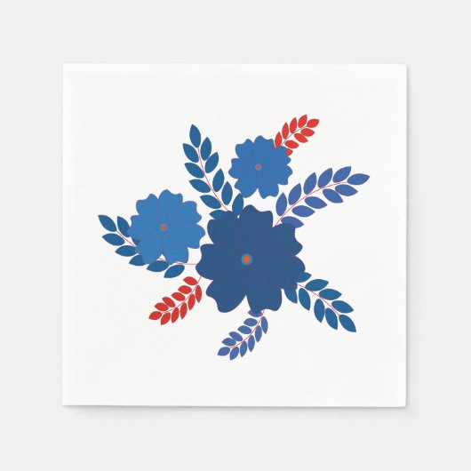 Eenvoudig blauw bloemen vector ontwerp servet (Voorkant)