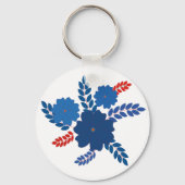Eenvoudig blauw bloemen vector ontwerp sleutelhanger (Voorkant)