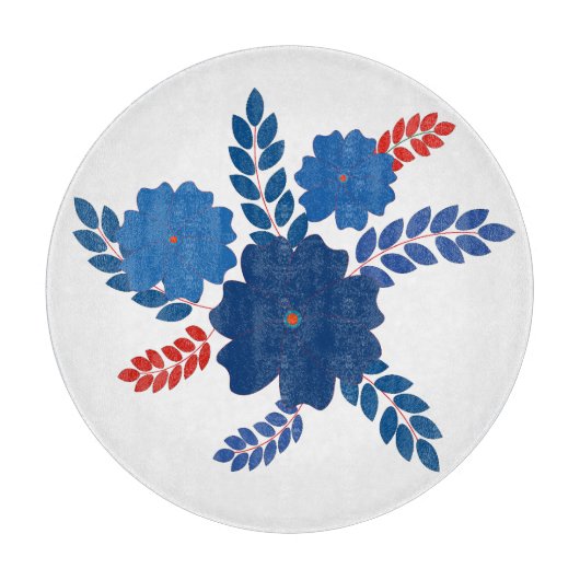 Eenvoudig blauw bloemen vector ontwerp snijplank (Voorkant)