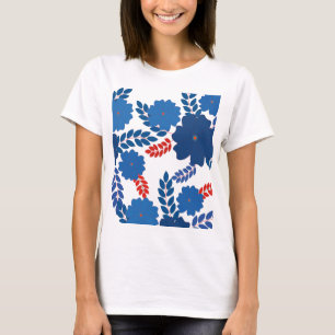 Eenvoudig blauw bloemen vector ontwerp t-shirt