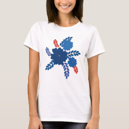 Eenvoudig blauw bloemen vector ontwerp t-shirt