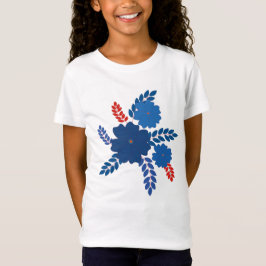 Eenvoudig blauw bloemen vector ontwerp t-shirt