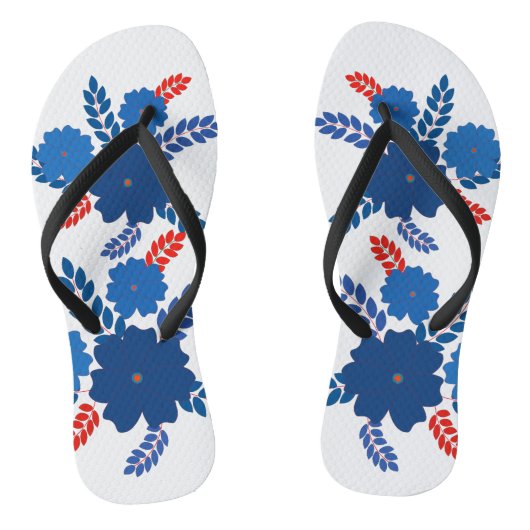 Eenvoudig blauw bloemen vector ontwerp teenslippers (Voetbed)