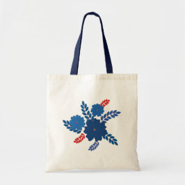 Eenvoudig blauw bloemen vector ontwerp tote bag
