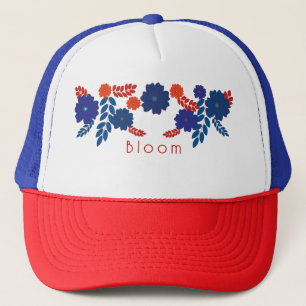 Eenvoudig blauw bloemen vector ontwerp trucker pet