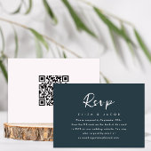 Eenvoudig Blauw Blush Bruiloft RSVP script QR Code