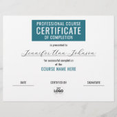 Eenvoudig blauw certificaat van voltooiing prestat (Voorkant)