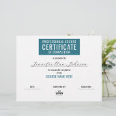 Eenvoudig blauw certificaat van voltooiing prestat (Staand voorkant)