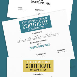 Eenvoudig blauw certificaat van voltooiing prestat