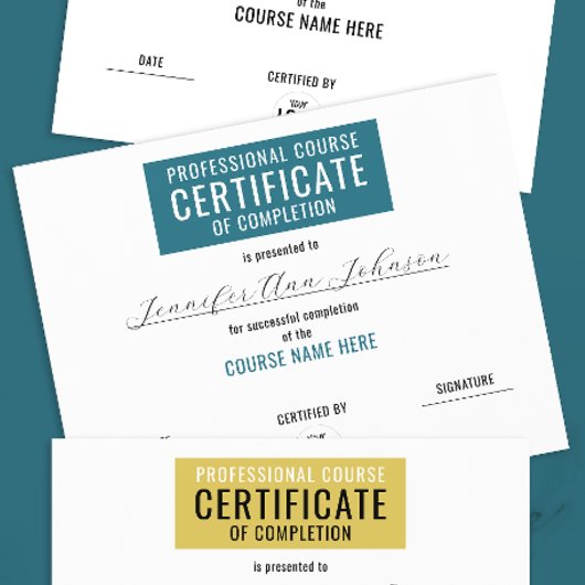 Eenvoudig blauw certificaat van voltooiing prestat