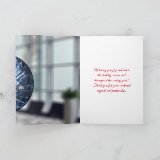 Eenvoudig blauw decoratie- en kantoor-ruimtebedrij feestdagen kaart (Binnen)