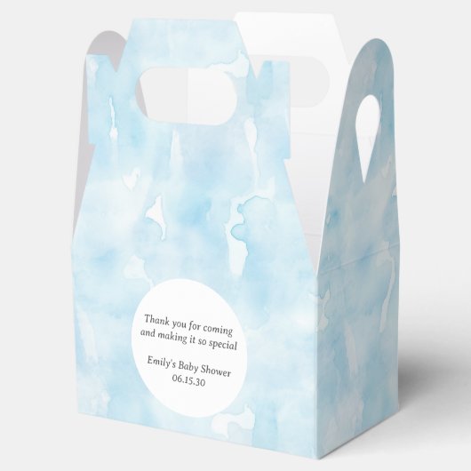 Eenvoudig Blauw Delicate Waterverf Textuurpatroon Bedankdoosjes (Geopend)