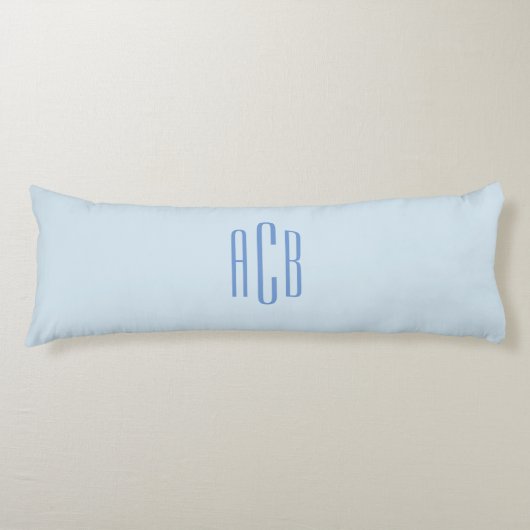 Eenvoudig Blauw Drie Lettermonogram Lichaamskussen (Voorkant)