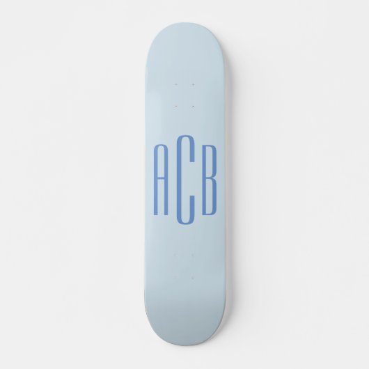 Eenvoudig Blauw Drie Lettermonogram Persoonlijk Skateboard (Voorkant)