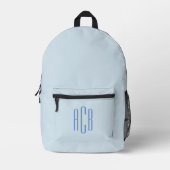 Eenvoudig Blauw Driedelig Monogram Bedrukte Rugzak (Voorkant)