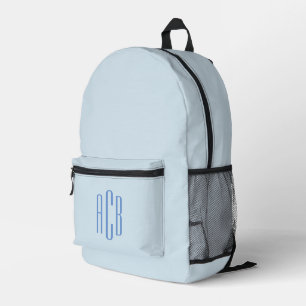 Eenvoudig Blauw Driedelig Monogram Bedrukte Rugzak