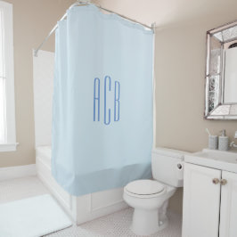 Eenvoudig Blauw Driedelig Monogram Douchegordijn