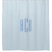 Eenvoudig Blauw Driedelig Monogram Douchegordijn (Voorkant)
