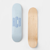 Eenvoudig Blauw Driedelige Monogram Persoonlijk Skateboard (Voorkant)