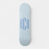 Eenvoudig Blauw Driedelige Monogram Persoonlijk Skateboard (Voorkant)