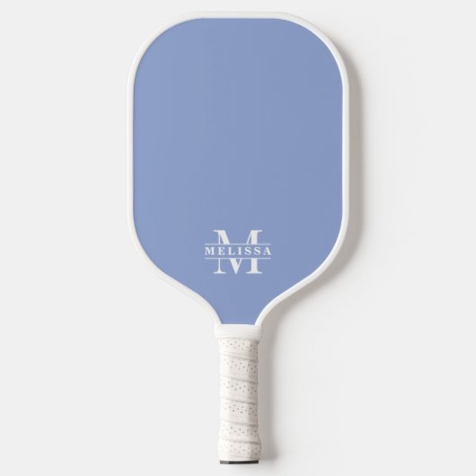 Eenvoudig Blauw Elegant Monogram Pickleball Paddle (Voorkant)