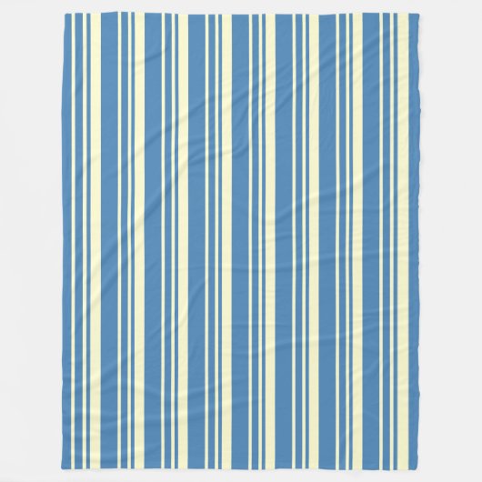 Eenvoudig blauw en crème verticaal gestreept patro fleece deken (Voorkant)